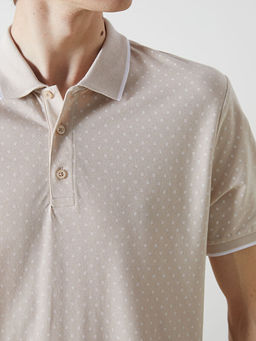 Polo Yaka K?sa Kollu Desenli Pike Erkek Ti??rt