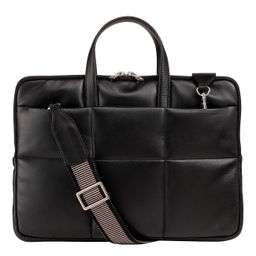 Итальянская кожаная сумка-портфель для ноутбука DuDu серии Togean | черно-розовый