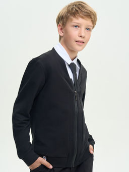 Кардиган черный футер 2-х нитка с лайкрой