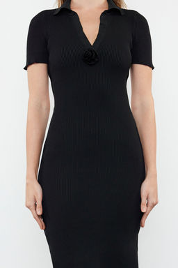Siyah Y?rtmacl? Triko Elbise TWOSS24EL01004 - Trendyolmilla фото 4
