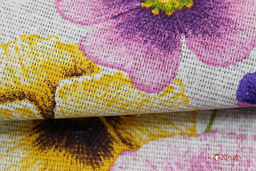 Рогожка Анютины глазки на светло-сером, ш.1.5м, хлопок-100%, 165гр/м.кв - Купава фото 3