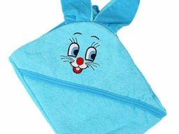 Уголок махровый детский Ушастик-БИРЮЗА 95*95 см. хлопок 100% - Лен поволжья фото 2