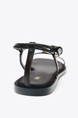 LEATHER THIN STRAPPY SANDALS - Zara фото 10