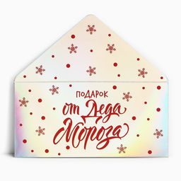 Цена за 5 шт. Конверт для денег «Новогодний подарок от Деда Мороза», голография, 16.5×8 см