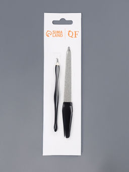 Цена за 2 шт. Набор маникюрный, 2 предмета, на блистере, чёрный, серебристый