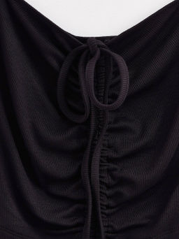 CONTE Укороченный топ в рубчик с отрытыми плечами и сборкой LD 2632 black - Conte elegant фото 9