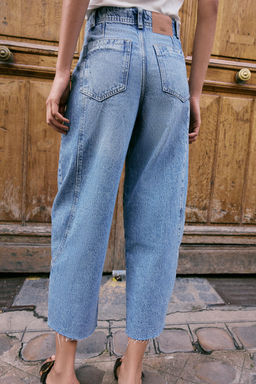 JEANS Z1975 BARREL TIRO ALTO CROP COSTURAS / Azul medio - Zara фото 9