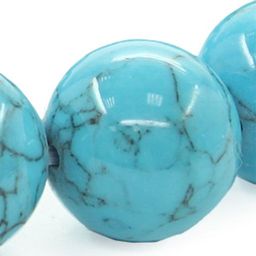 Браслет "Классика" бирюза имитация, круглые 12мм