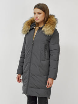 Куртка ПРЕМИУМ КЛАССА зимняя с мехом ЕНОТА, темно-серого цвета - Mtforce фото 14