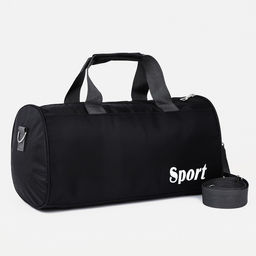 Сумка спортивная на молнии, с длинным ремнём, маленький размер, чёрная