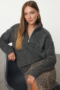 Antrasit Buklet Iplik Dik Yaka Triko Kazak TWOAW25KZ00291