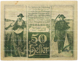 Банкнота 50 геллеров 1920 года Австрия  община Зирнинг (Нотгельд)