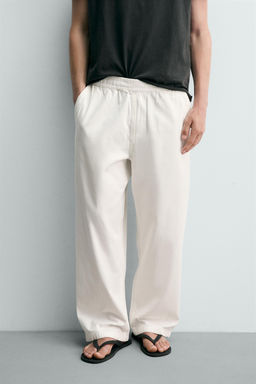 PANTAL?N RELAXED FIT ESPIGA / Blanco