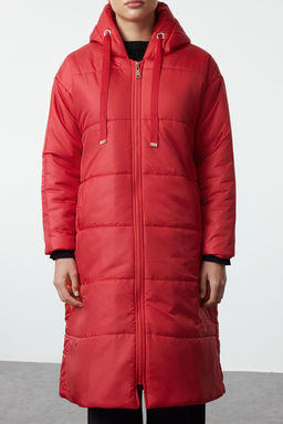 TRENDYOLMILLA Siyah Kapusonlu Su Itici Uzun Sisme Mont TWOAW24MO00136  фото 3