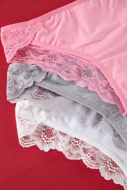 TRENDYOLMILLA Gri-Beyaz-Pembe 3lu Paket Pamuklu Dantel Detayl? Klasik Orme Kulot THMSS25KU00004  фото 2