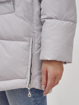 Куртка Бренд Visdeer ПРЕМИУМ КЛАССА зимняя с мехом ЕНОТА, светло-серого цвета  фото 11