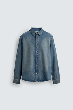 SOBRECAMISA DENIM ALGOD?N - LYOCELL / Azul medio