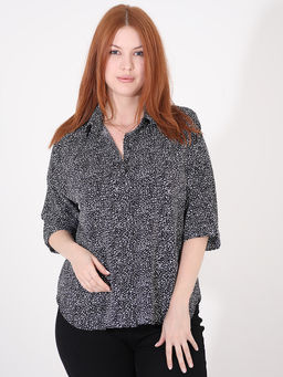 Черно-белая леопардовая рубашка женская - Almond фото 2