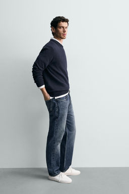 JERSEY REGULAR FIT ALGOD?N - LINO / Marino oscuro - Zara фото 4