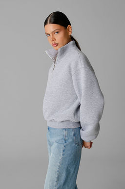 Арт. 1904 Свитшот женский с начесом полузамок 42-50 (5 шт) Цвет:серый меланж - Калинка фото 3