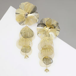 Серьги висячие «Цветок» каталея, цвет золото, 10 см