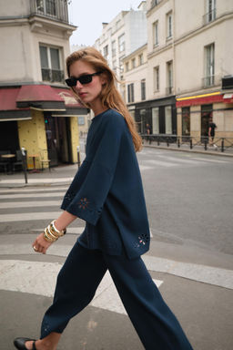 KNIT TOP WITH CUTWORK EMBROIDERY - Zara фото 4