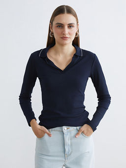 Polo Yaka Fitilli Kad?n Ti??rt