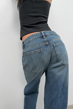 JEANS TRF WIDE LEG CROPPED TIRO BAJO / Azul - Zara фото 4