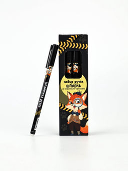 Цена за 10 шт. Ручка пластик пиши-стирай с колпачком "Набор ручек шпиона", синяя паста, гелевая 0,5 мм