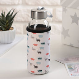 Бутылка для воды «Абстракция», 300 мл, h=17 см, в чехле, стекло, МИКС