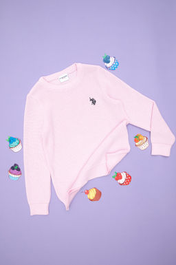 Розовый базовый свитер для девочки Неожиданная скидка в корзине