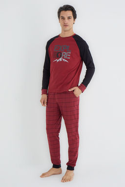 TRENDYOL MAN Bordo Ekose Regular Fit Orme Pijama Tak?m? TMNAW25PT00066 - Trendyolmilla фото 3