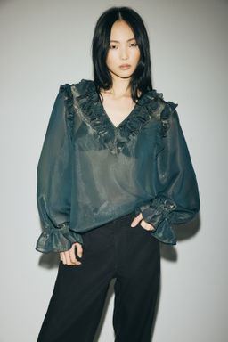 Frill-trimmed blouse - H&m фото 2