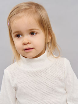 Лонгслив с воротником-стойкой Молоко из ажурного хлопка 0+ - Bungly фото 7