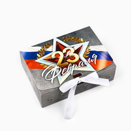 Цена за 2 шт. Складная коробка подарочная С 23 февраля, 16.5?12?5 см