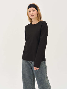 Лонгслив из 100% хлопка "Уголь" женский