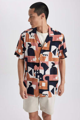 Рубашка обычного кроя с открытым воротником и короткими рукавами - Defacto фото 5