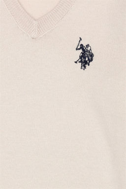 U. S. Polo Assn Кремовый базовый свитер с v-образным вырезом для девочек - U.s. polo assn фото 5