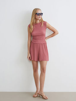 Bisiklet Yaka Dokulu Bluz