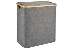 Корзина для белья 54*33*59 см 105 л с 2 отделениями и с 2 крышками, серая - Elan gallery фото 5