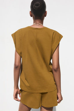 DROP SHOULDER TEXTURED T-SHIRT - Zara фото 11