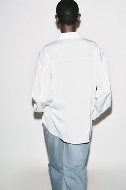 CONTRAST BUTTON SATIN SHIRT - Zara фото 6