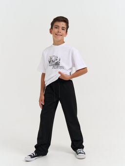 Брюки прямые для мальчика Черные 7+