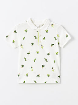 Polo Yaka K?sa Kollu Bask?l? Erkek Bebek Ti??rt ve ?ort 2li Tak?m - Waikiki фото 2