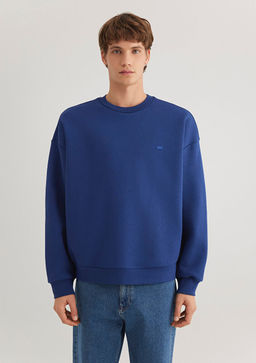 Bisiklet Yaka Mavi Basic Sweatshirt  фото 4
