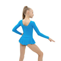 Купальник гимнастический Grace Dance, с юбкой, с длинным рукавом, р. 28, цвет бирюзовый  фото 4