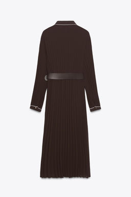 BELTED PLEATED MIDI DRESS - Zara фото 8