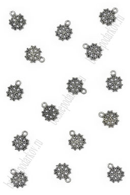 Подвеска металл 1,2 см "Снежинка" (15 шт) SF-7745, серебро