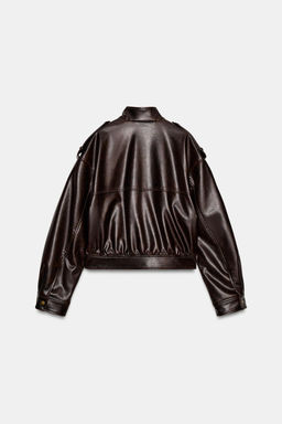 LEATHER EFFECT JACKET WITH STRAPS - Zara фото 13