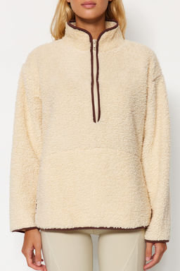 Ekru Pelus Orme Spor Sweatshirt THMAW23SW00021